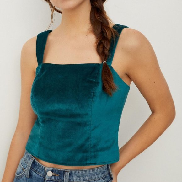 NWT Anthopologie Maeve Emmanuelle Cropped Velvet Tank 2 - Picture 1 of 4